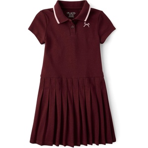 The Children’s Place Girls’ Short Sleeve Drop Waist Polo Dress(Bittersweet)