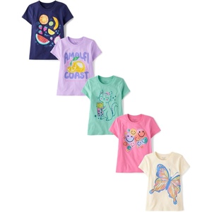 The Children’s Place Girls’ Short Sleeve Graphic T-shirts (5-Pack)(Lemon/Butterfly/Cat/Fruit/Faces)