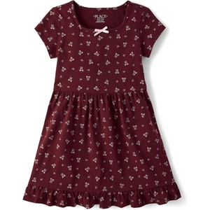 The Children’s Place Girls’ Short Sleeve Skater Dress(Bitter Sweet)