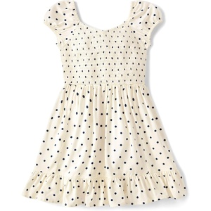 The Children’s Place Girls’ Smocked Babydoll Dress(Marshmallow Dot)