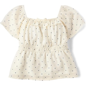 The Children’s Place Girls’ Smocked Short Sleeve Tops(Marshmallowdot)