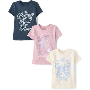 The Children’s Place Girls’ Unicorns,Butterfly Short Sleeve Graphic T-Shirts,3 Pack(Dreamer/Dreams/Be Kind)