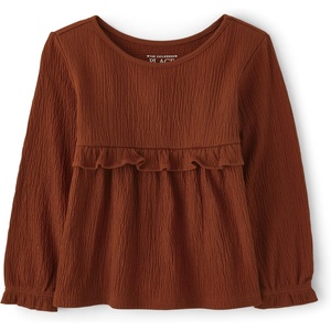 The Children’s Place Girls and Toddler Long Sleeve Everyday Casual Knit Shirt(Hot Spice)