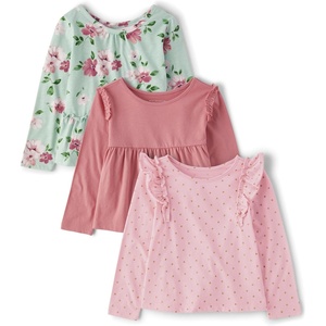 The Children’s Place Girls and Toddler Long Sleeve Everyday Casual Knit Shirt(Windsor Rose 3-pack)