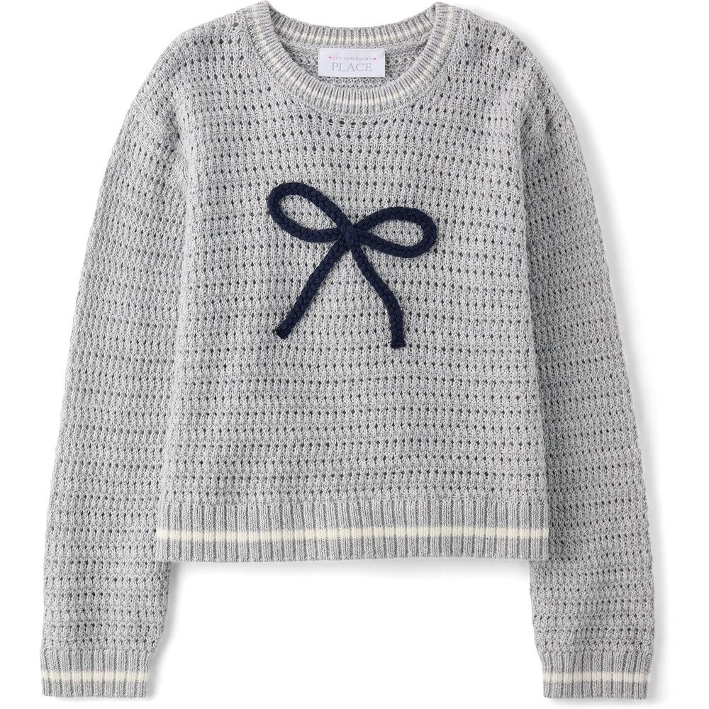 image:imageThe Childrens Place Baby Girls and Toddler Long Sleeve Crew Neck Pullover SweaterMist Bow