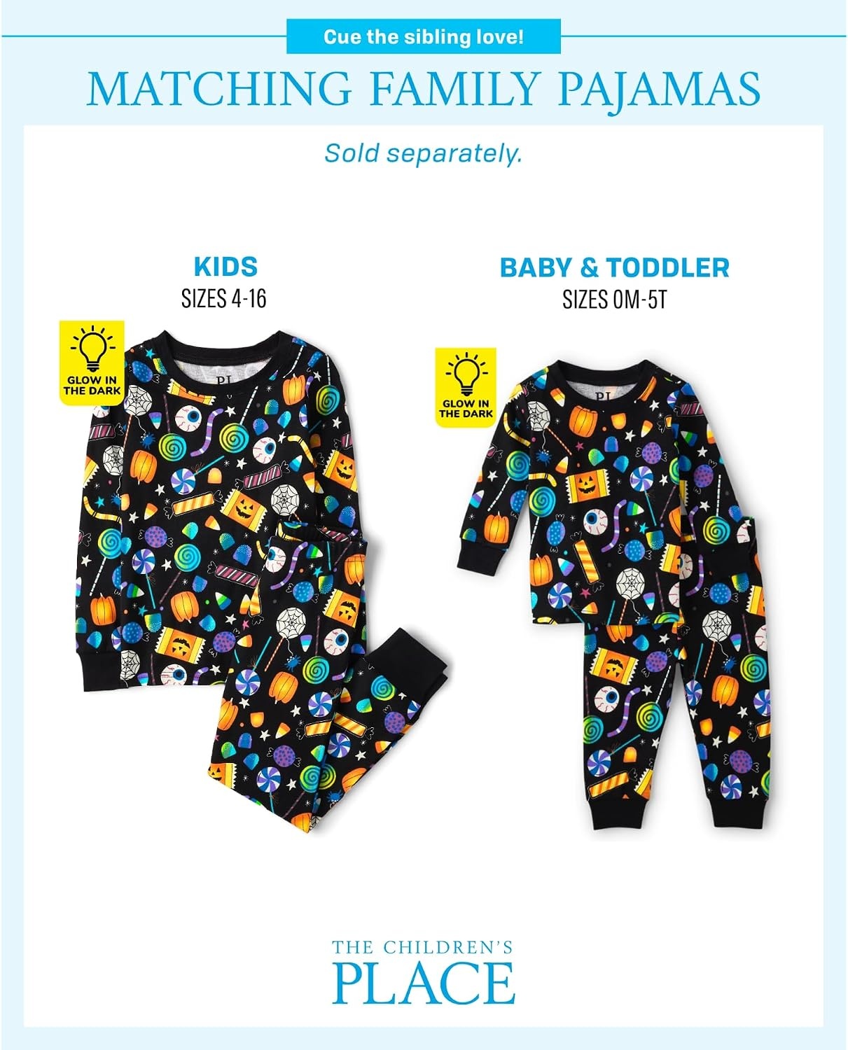 image:imageThe Childrens Place Baby and Kids Sibling Matching Halloween and Holiday Pajama Sets CottonCandy Glow
