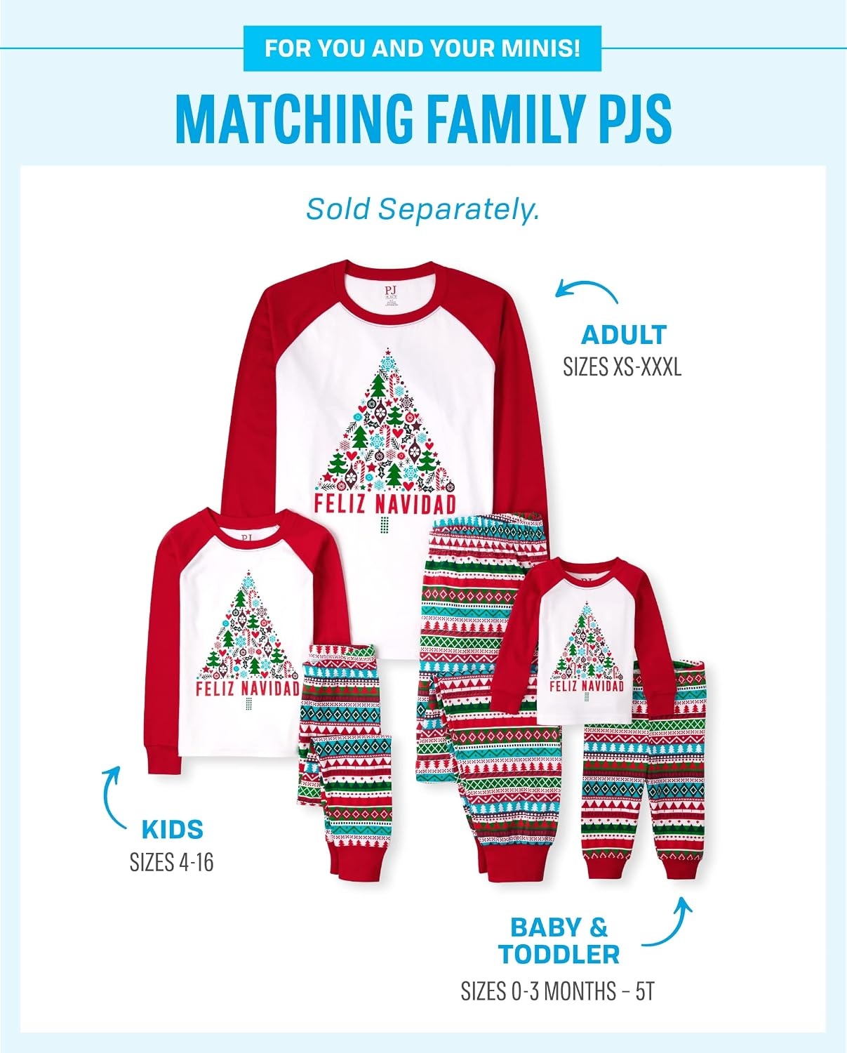 image:imageThe Childrens Place Family Matching Christmas Pajama Sets CottonFeliz Navidad Fairisle