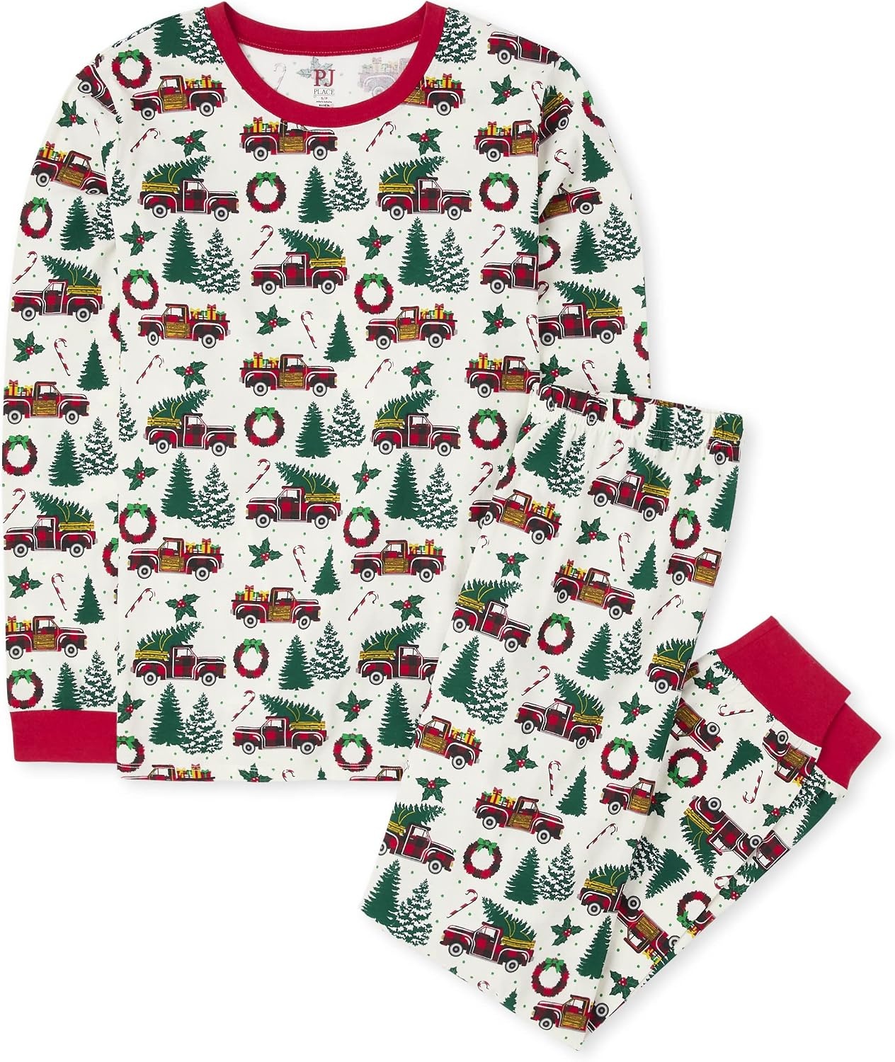 image:imageThe Childrens Place Family Matching Christmas Pajama Sets CottonXmas Truck Allover