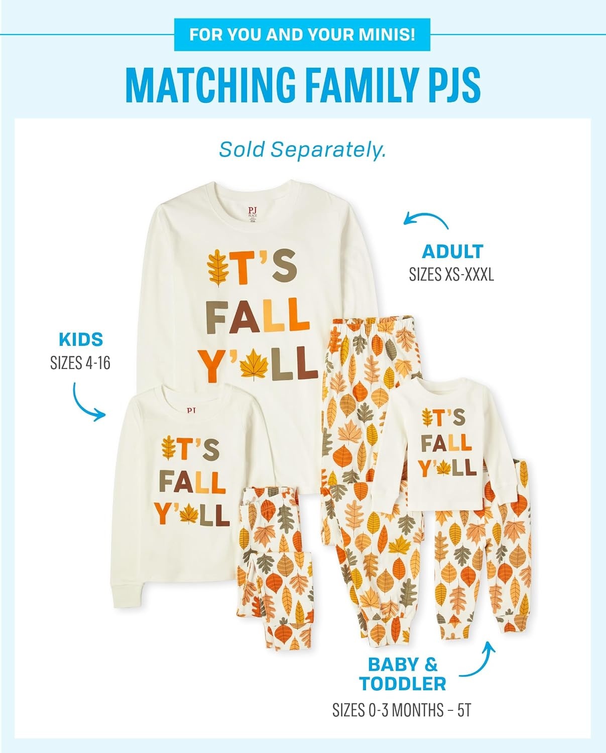 image:imageThe Childrens Place Family Matching Halloween and Holiday Pajama Sets CottonIts Fall Yall