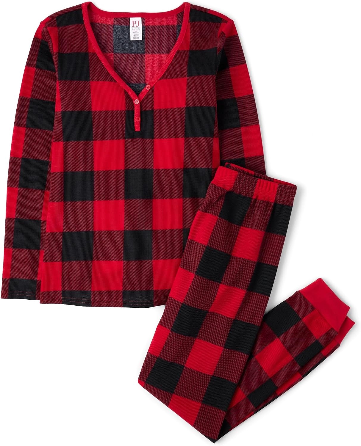 image:imageThe Childrens Place Family Matching Holiday Pajama Sets ThermalRed Buffalo Plaid