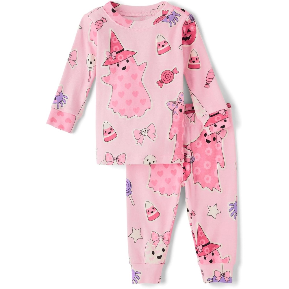 image:imageThe Childrens Place Baby and Kids Sibling Matching Halloween and Holiday Pajama Sets CottonPink Ghost Glow