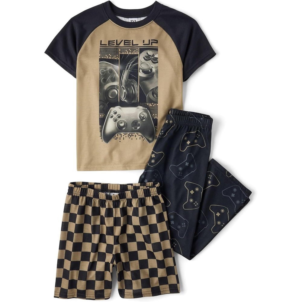 image:imageThe Childrens Place Boys Short Sleeve Pant and Shorts 3piece Pajama SetsControllers