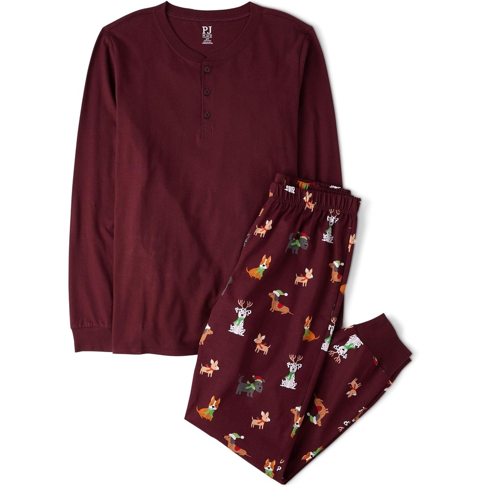 image:imageThe Childrens Place Family Matching Christmas Pajama Sets CottonRedwood Holiday Dogs