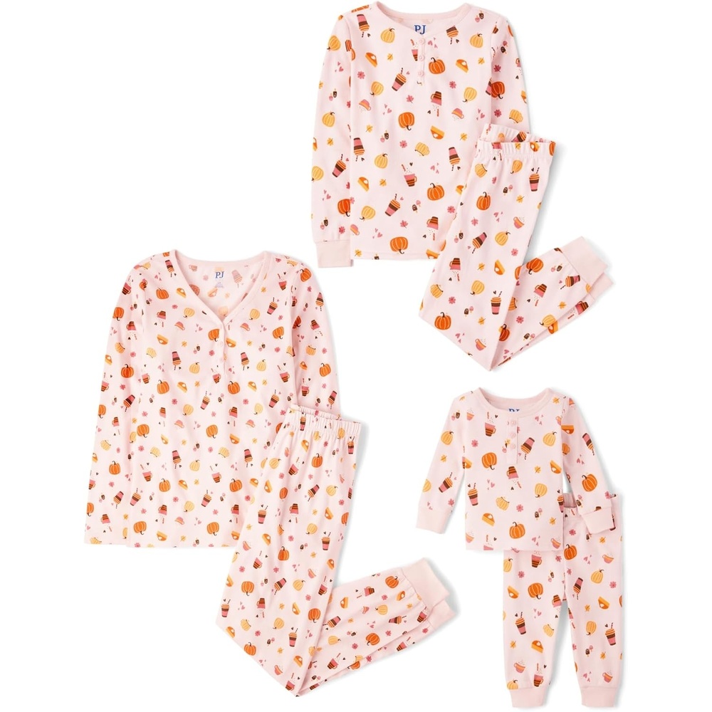 image:imageThe Childrens Place Family Matching Halloween and Holiday Pajama Sets CottonPumpkin Spice Allover