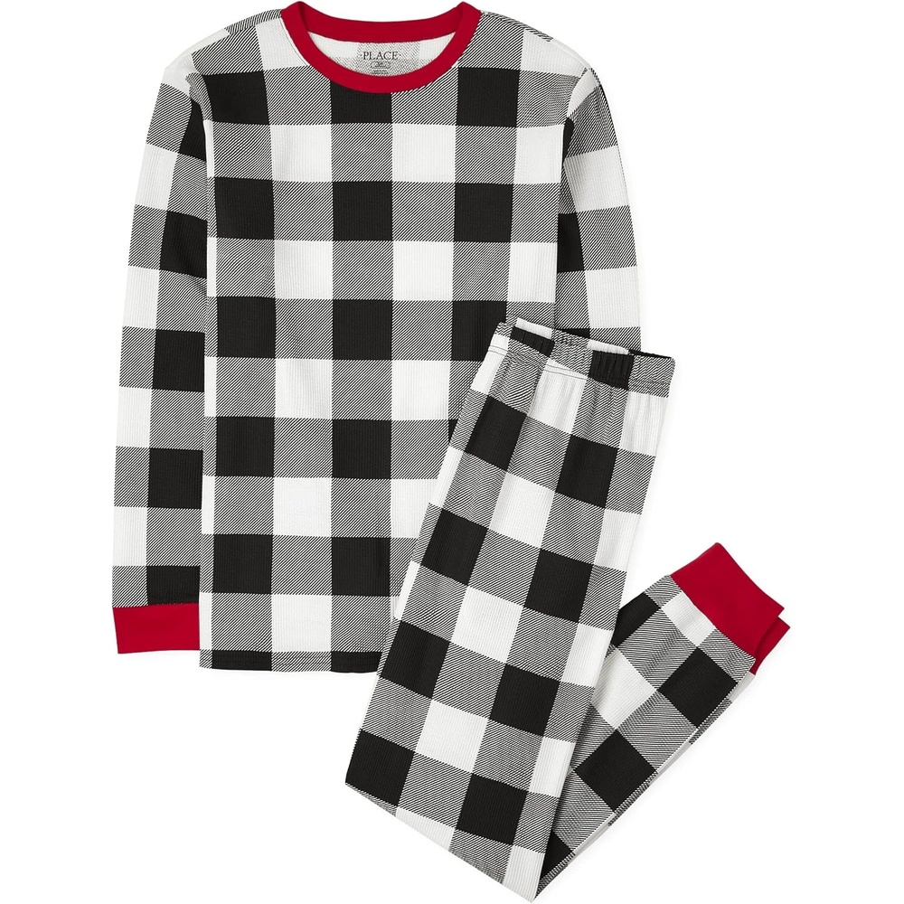 image:imageThe Childrens Place Family Matching Holiday Long Sleeve Pajama Sets CottonBlackWhite Check