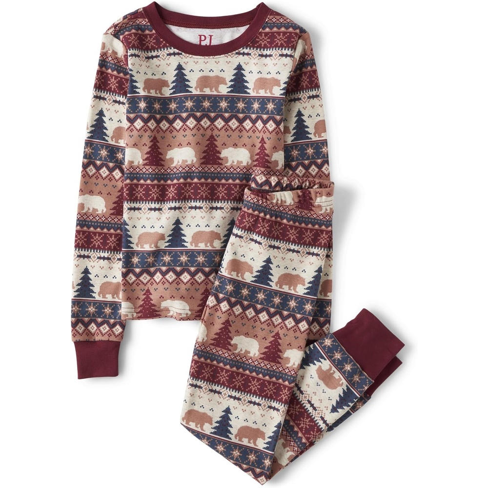 image:imageThe Childrens Place Family Matching Holiday Long Sleeve Pajama Sets CottonThanksgiving Fairisle