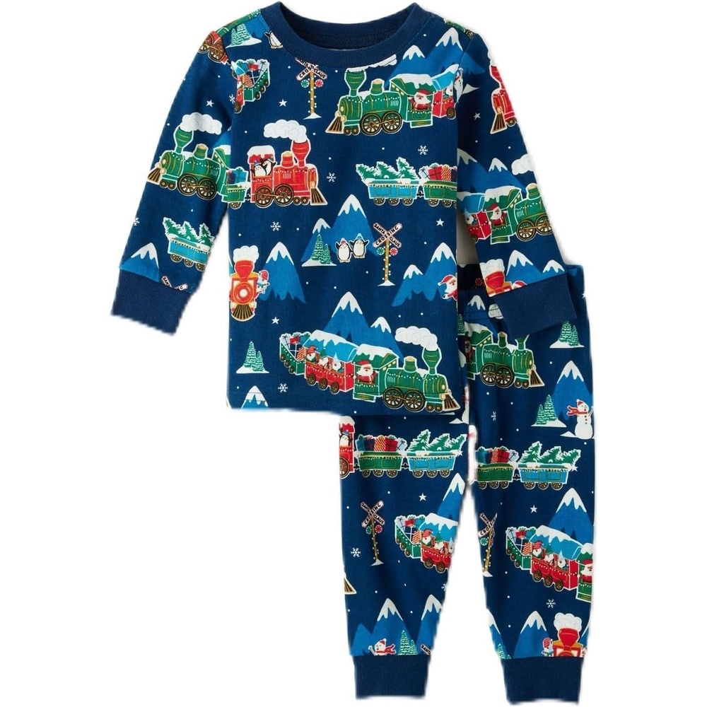 image:imageThe Childrens Place Family Matching Holiday Long Sleeve Pajama Sets CottonTrains Glow