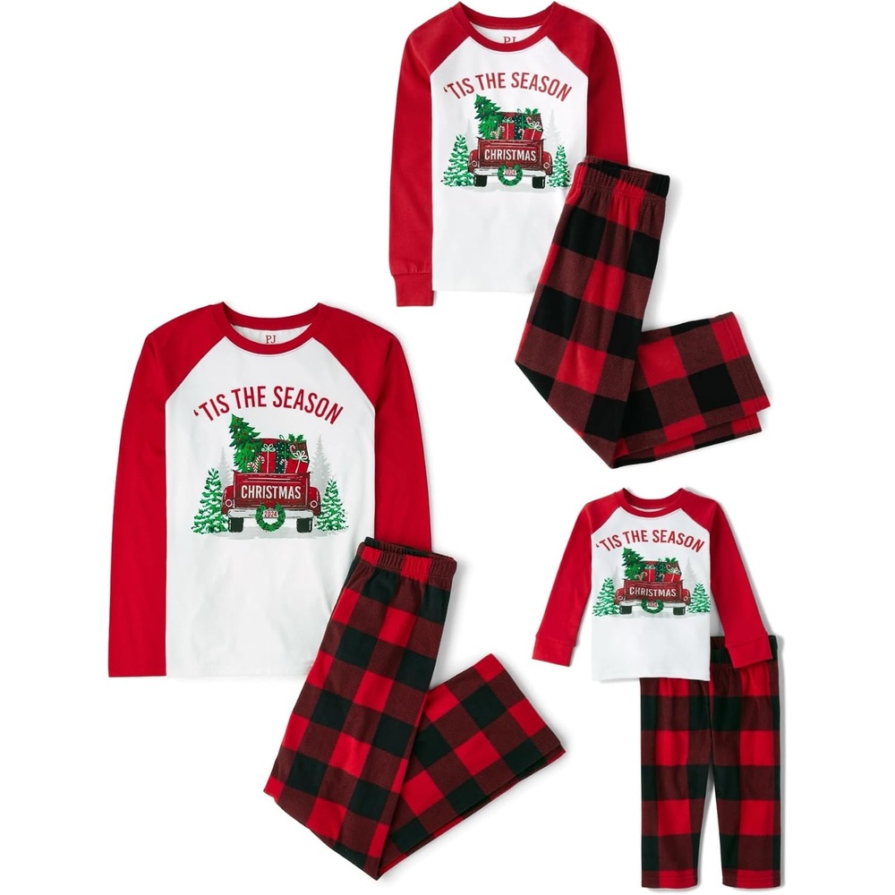 image:imageThe Childrens Place Family Matching Holiday Long Sleeve Pajama Sets FleeceRed Tis the Season