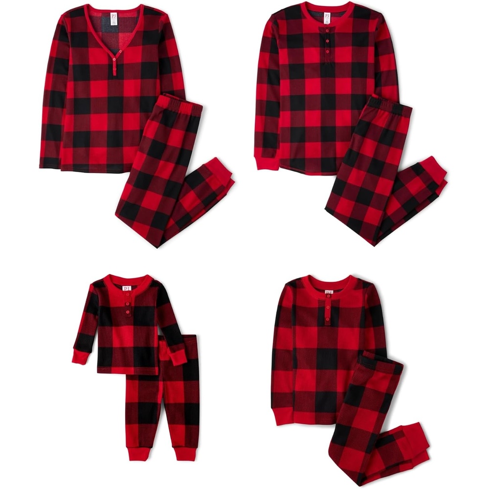 image:imageThe Childrens Place Family Matching Holiday Pajama Sets ThermalRed Buffalo Plaid