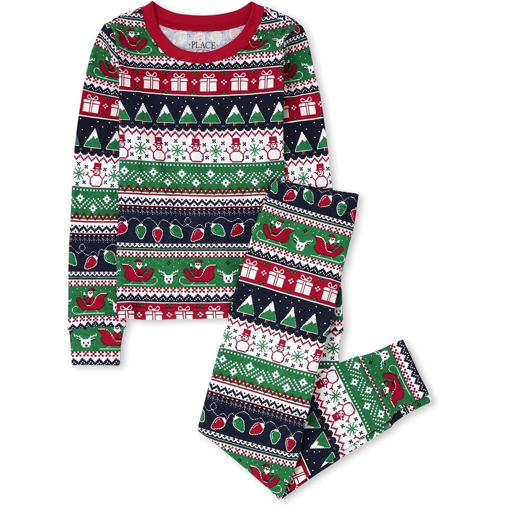 image:imageThe Childrens Place unisexbaby Family Matching Christmas and Holiday Pajama Sets CottonFairsile  RedGreen