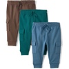 The Children’s Place Baby Boys’ and Newborn Pull on Cotton Pants(Gray/Teal/Blue)