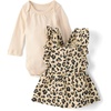The Children’s Place Baby Girls’ And Newborn Long Sleeve Bodysuit and Skirtall,2-piece Outfit Set(Canoe Leopard)