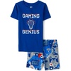 The Children’s Place Boys’ Short Sleeve Top and Shorts Snug Fit 100% Cotton 4 Piece Pajama Set(Gaming Genius Glow)
