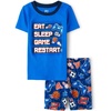 The Children’s Place Boys’ Short Sleeve Top and Shorts Snug Fit 100% Cotton 4 Piece Pajama Set(Pixel Gaming)