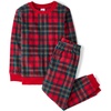 The Children’s Place Family Matching Holiday Long Sleeve Pajama Sets, Fleece(Red Tartan)