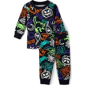 The Children’s Place Baby and Kids’ Sibling Matching Halloween and Holiday Pajama Sets, Cotton(Graffiti Glow)