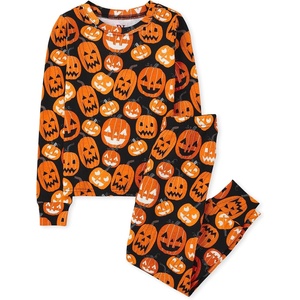 The Children’s Place Baby and Kids’ Sibling Matching Halloween and Holiday Pajama Sets, Cotton(Pumpkin Allover)