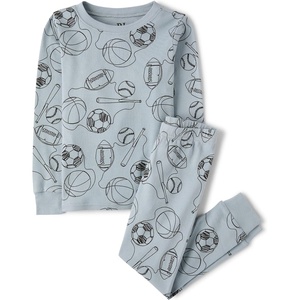The Children’s Place Boys’ 100% Snug Fit Cotton Long Sleeve Top and Pants,2-piece Pajama Sets(Sports Ball Doodle)