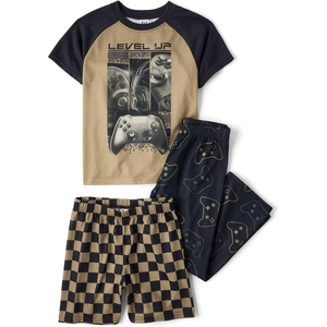 The Children’s Place Boys’ Short Sleeve Pant and Shorts, 3-piece Pajama Sets(Controllers)