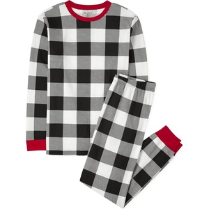 The Children’s Place Family Matching Holiday Long Sleeve Pajama Sets, Cotton(Black/White Check)