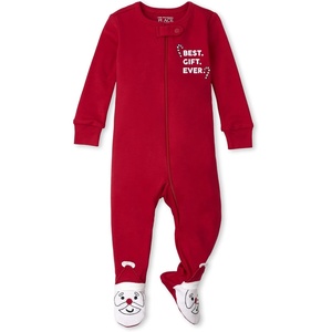 The Children’s Place Family Matching Holiday Long Sleeve Pajama Sets, Cotton(Red/Santa Footie)