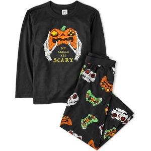 The Children’s Place Family Matching Holiday Long Sleeve Pajama Sets, Fleece(Pumpkin Gamer Glow)
