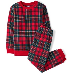 The Children’s Place Family Matching Holiday Long Sleeve Pajama Sets, Fleece(Red Tartan)