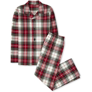 The Children’s Place Kids’ Holiday Long Sleeve Button Down Pajama Sets(Red/White Plaid)