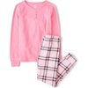 The Children’s Place Girls’ 100% Snug Fit Cotton Long Sleeve Henley Top and Pant,2-piece Pajama Sets(Pink Plaid)