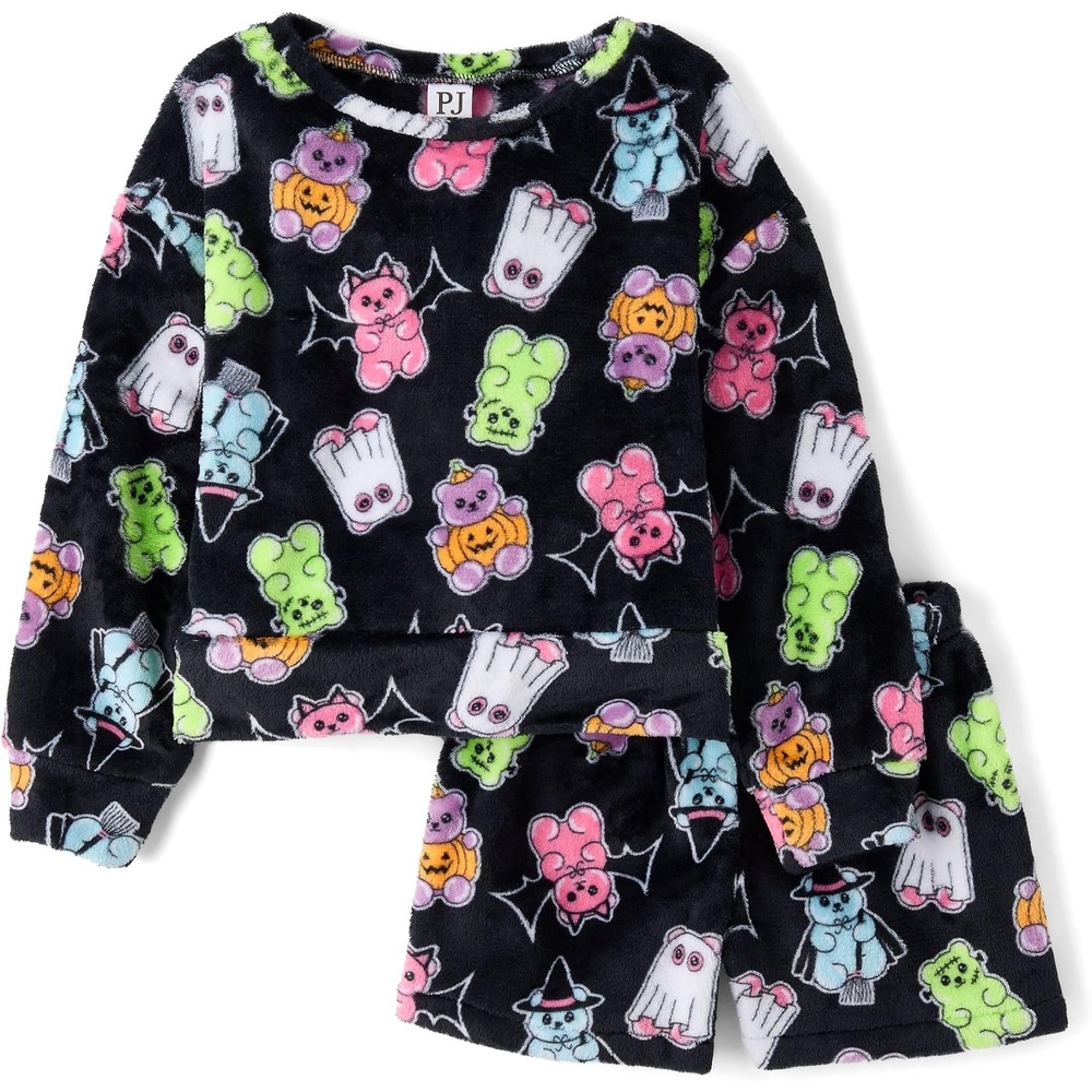 image:imageThe Childrens Place Girls Long Sleeve and Shorts2piece Pajama SetsCandy Bears