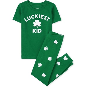 The Children’s Place Unisex-Baby, Toddler and Kids Short Sleeve Top and Pants Pajama Set(Luckiest Kid)