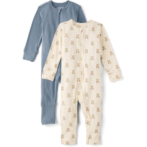 The Children’s Place Baby Boys’ And Newborn Long Sleeve Sleep and Play,2-pack(Bears/Blue)