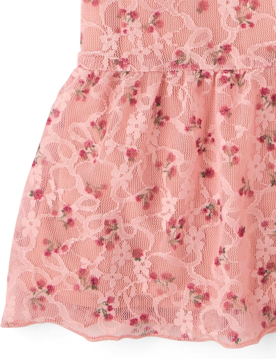 image:imageThe Childrens Place Girls Short Sleeve Lace Hem TopsPink Melon Lace