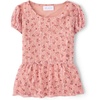 The Children’s Place Girls’ Short Sleeve Lace Hem Tops(Pink Melon Lace)