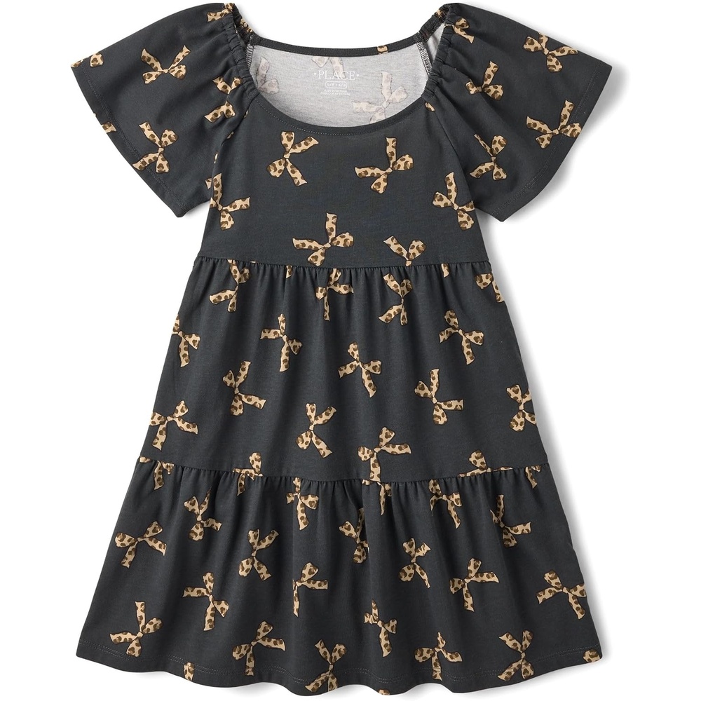 image:imageThe Childrens Place Girls Short Sleeve Casual DressLeopard Bows