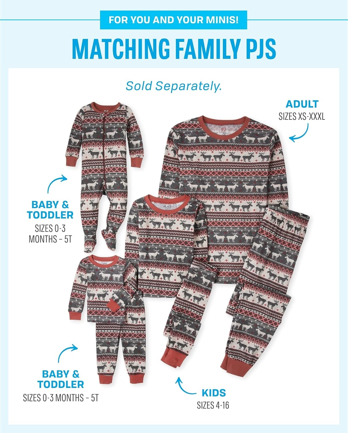 image:imageThe Childrens Place Baby Family Matching Holiday Pajama Sets ThermalMoose Fairisle
