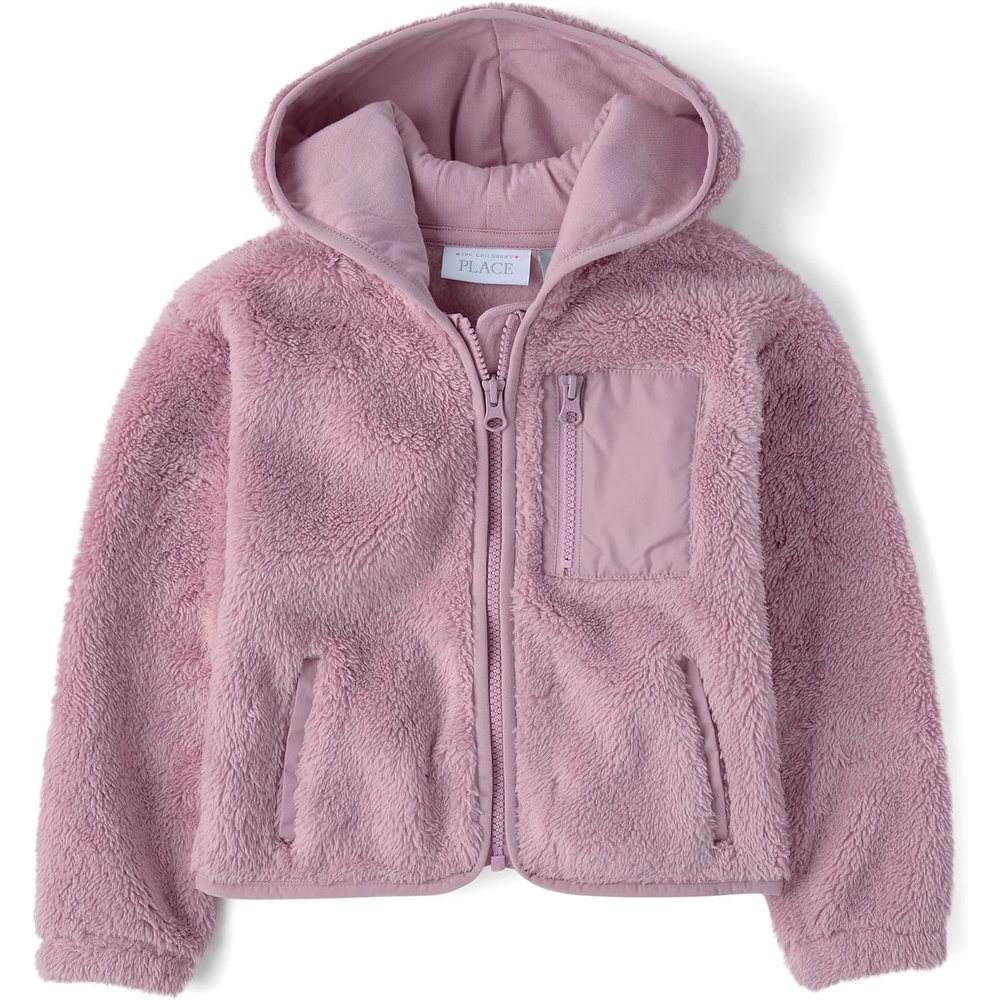 image:imageThe Childrens Place Baby Girls And Toddler Long Sleeve Sherpa Zipup HoodieAntique Rose