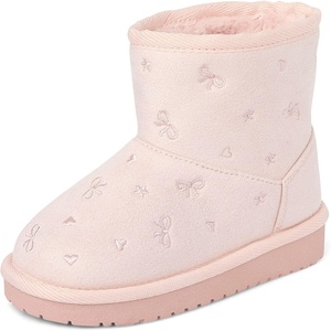 The Children’s Place Girls’ And Toddler Faux Fur Lined Pull on Boots(Lt Pink Bows)