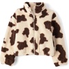 The Children’s Place Girls’ Long Sleeve Print Sherpa Zip Front(Frappe Cow)