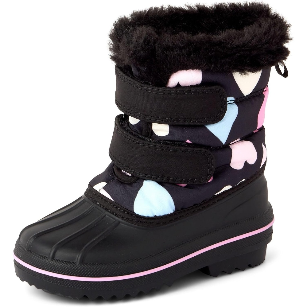 image:imageThe Childrens Place Boys Faux Fur Trim Snow BootsBlack Hearts
